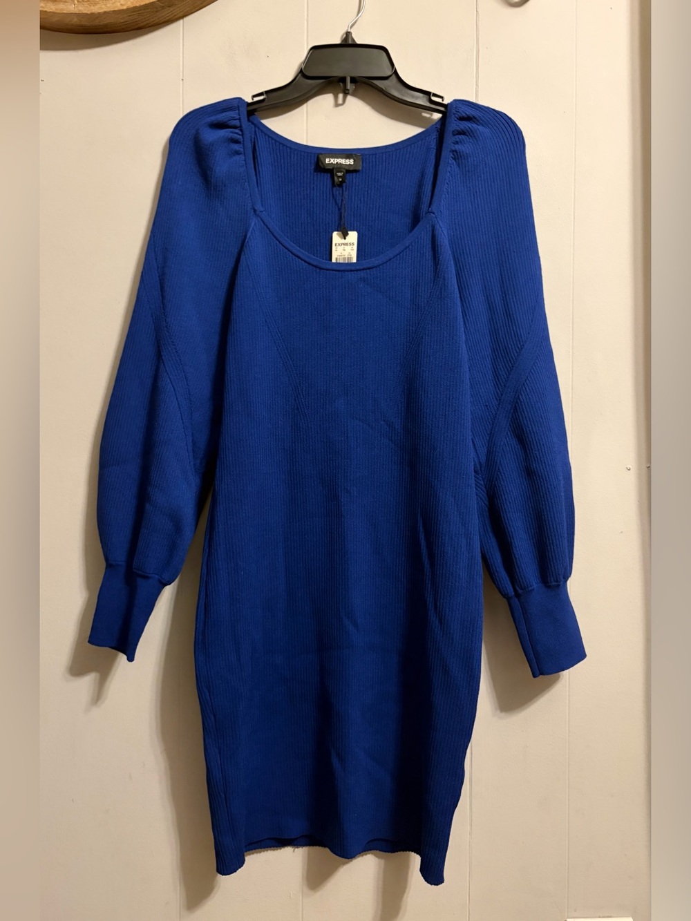 Express Women's Cobalt Scoop Neck Ribbed Bodycon Dress